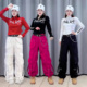 秋冬跳舞广场舞修身 裤 工装 两件套演出服 套装 长袖 休闲裤 T恤打底衫