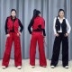 富丽紫萝猪猪同款 春秋曳步舞跳舞广场舞个性 套装 裤 演出服 马甲工装