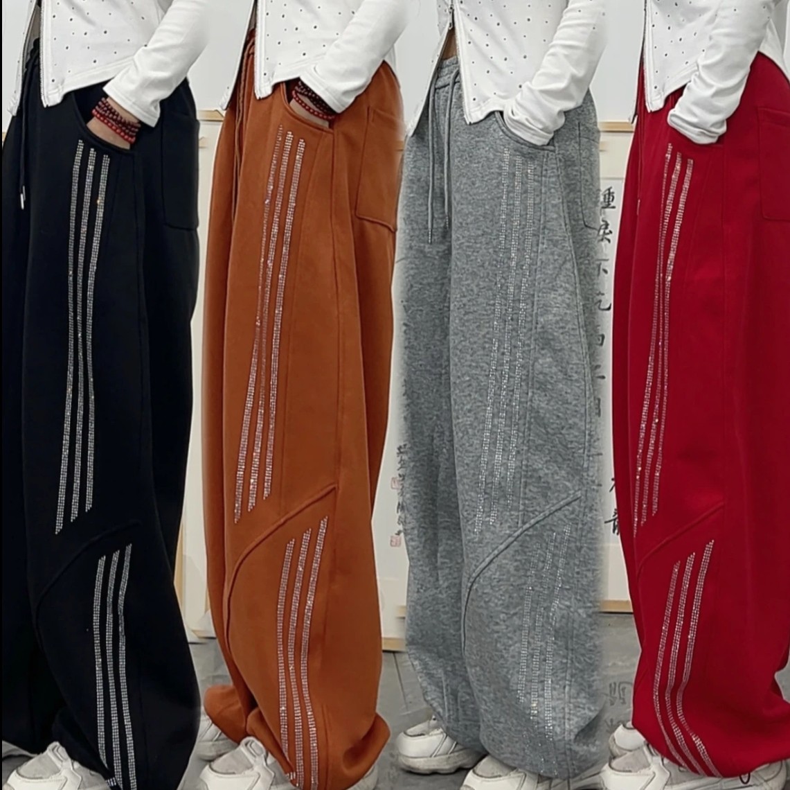 春秋3934闪钻潮流阔腿裤休闲裤富丽阿芬亲切同款长裤跳舞广场舞