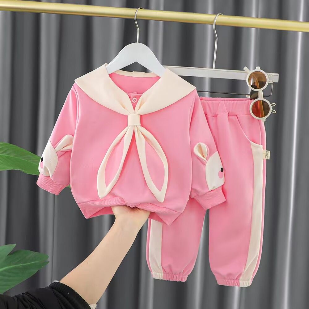 女宝宝春秋套装2025新款小童儿童网红童装女童洋气运动休闲两件套