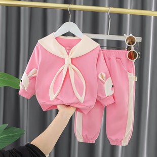 女宝宝春秋套装2025新款小童儿童网红童装女童洋气运动休闲两件套