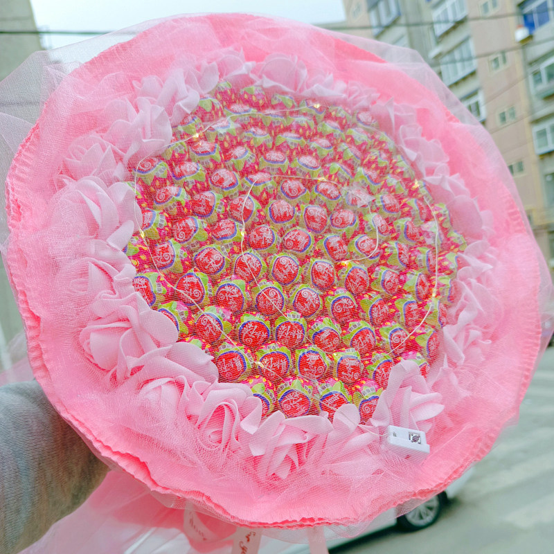 99颗棒棒糖花束高颜值七夕情人节圣诞节糖果朋友闺蜜情侣生日礼物