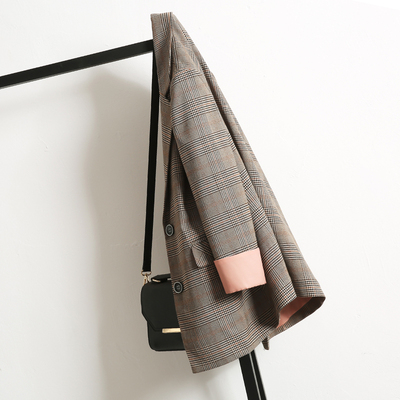 休闲格子西装外套女韩版