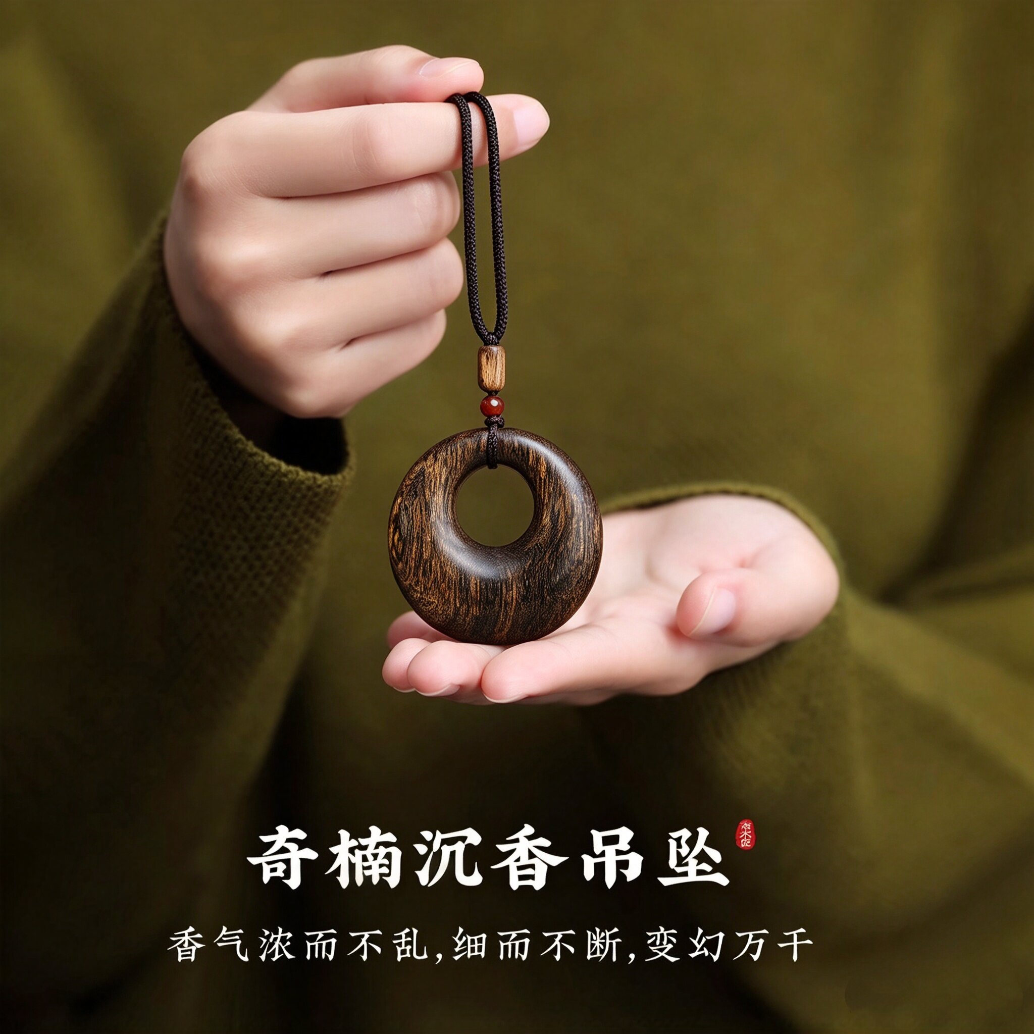 保真天然奇楠沉香平安扣吊坠