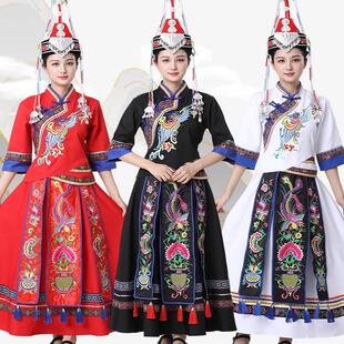 少数民族畲族服装女演出服凤凰刺绣婚嫁服凤冠头饰舞蹈表演服舞台