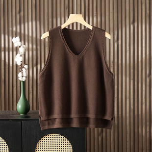 超火 棉线针织马甲背心外搭女秋冬女宽松毛衣马夹小坎肩外搭 大码