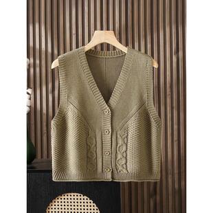 超火~大码早秋麻花小个子马甲针织背心女短款无袖毛衣开衫坎肩