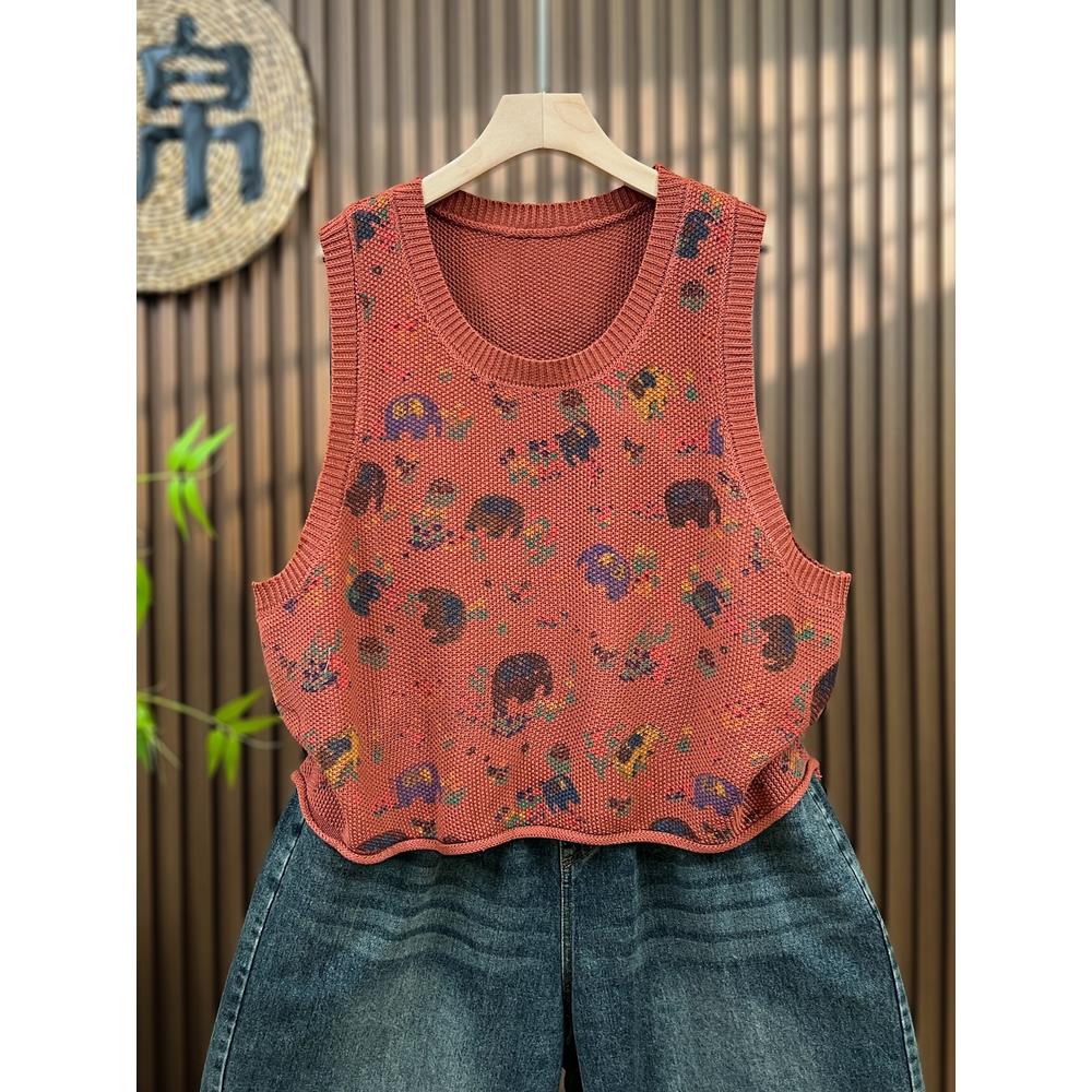 超火~~大码春秋款针织罩衫马甲女洋气马夹无袖背心显瘦坎肩上衣