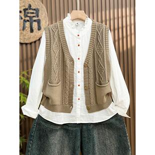 超火~~大码春秋短款开衫针织马甲女时髦马夹无袖背心坎肩上衣