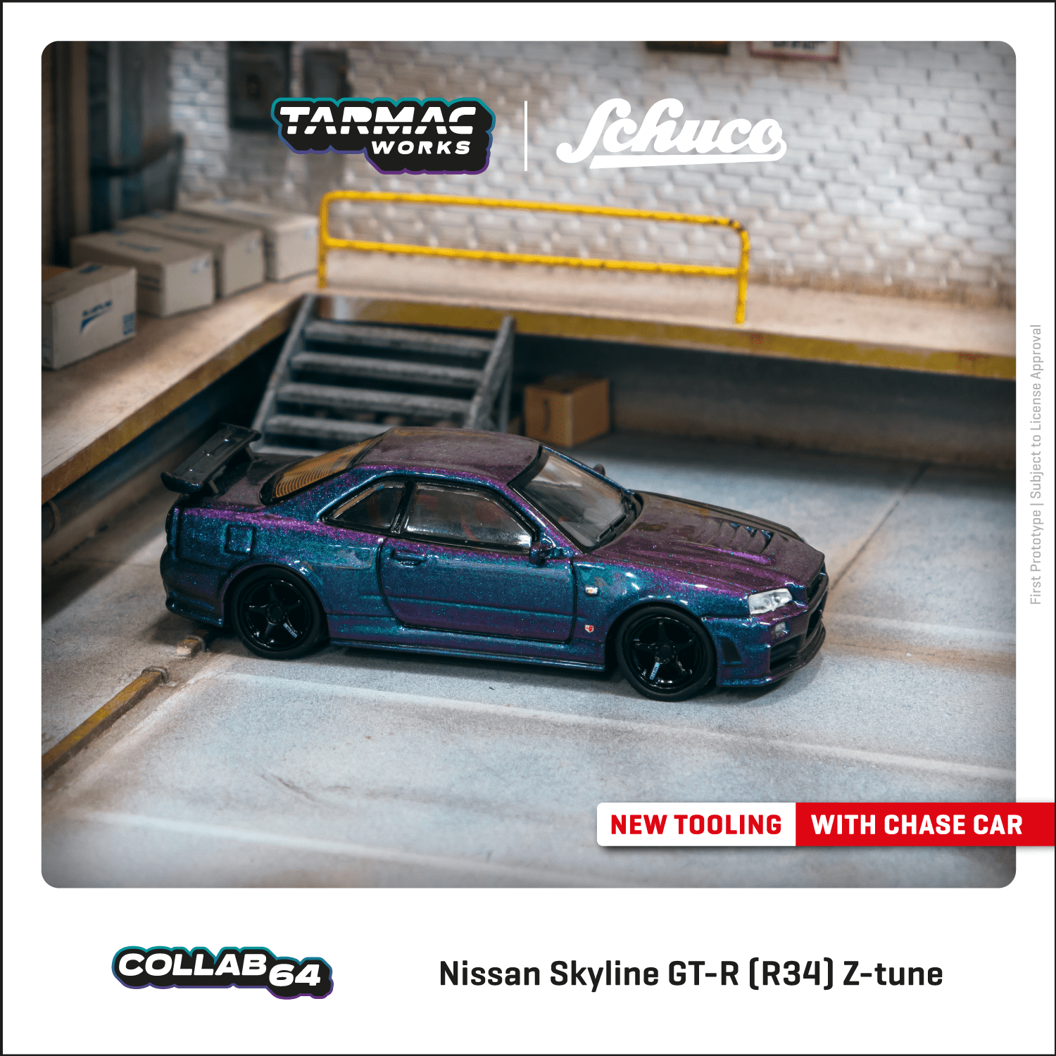 tarmac works 1:64 日产skyline gt-r (r34) z-tune合金静态模型