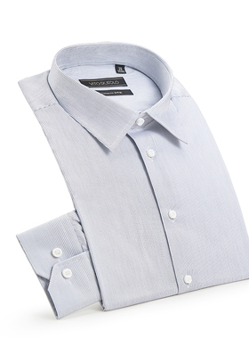 男士春秋长袖衬衫纯棉 蓝色条纹商务正装衬衣BC4714-1