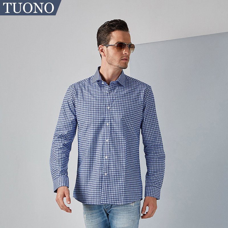 青年长袖纯棉休闲秋季磨毛衬衣