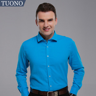 天蓝色长袖 潮流衬衣 衬衫 男时尚 Tuono秋冬季 商务NC0011 亚麻新品