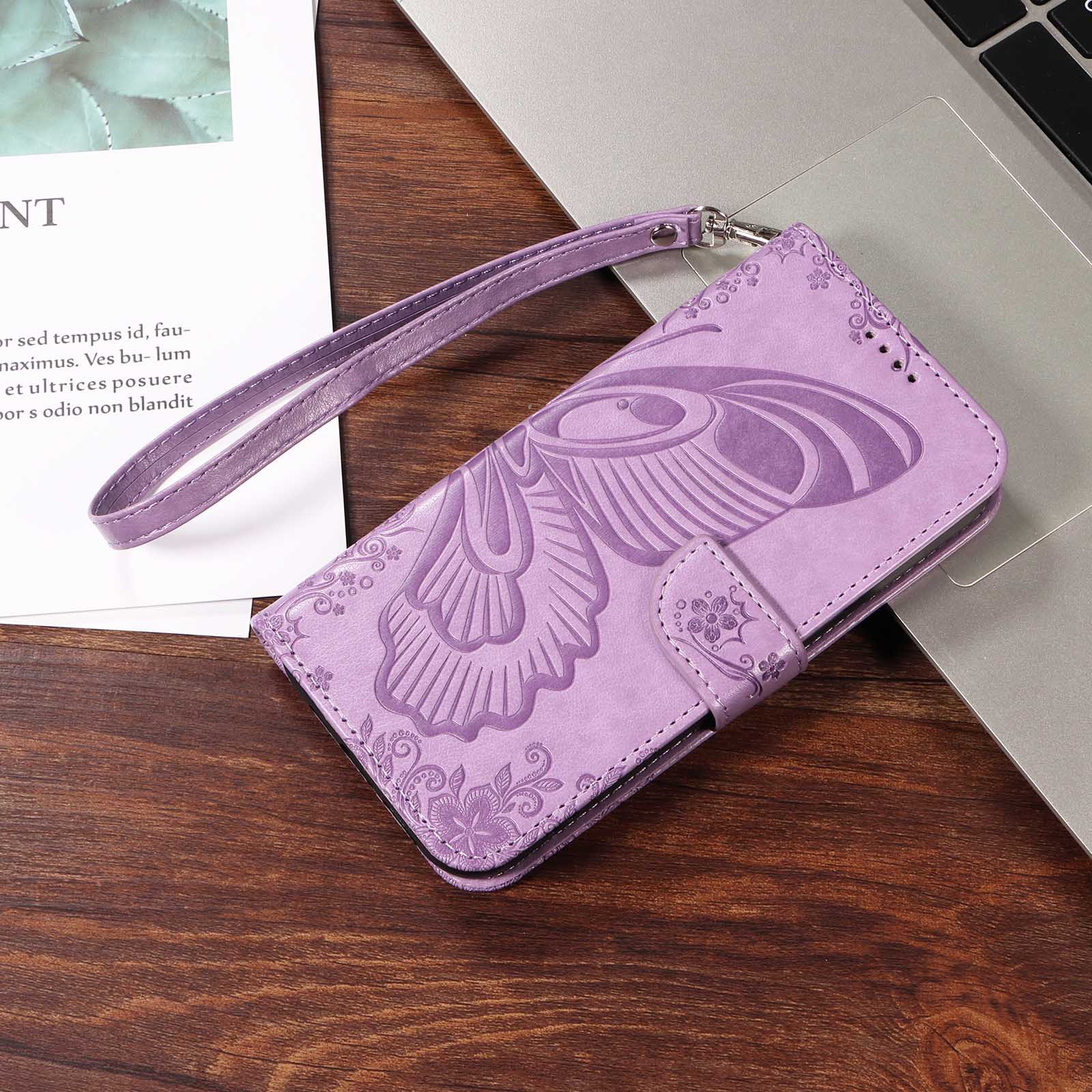 适用三星A25 A35 A16 A06凤尾蝶皮壳A55压花A14皮套Xcover7手机壳A71翻盖M62保护套A34钱包插卡A32全包防摔壳