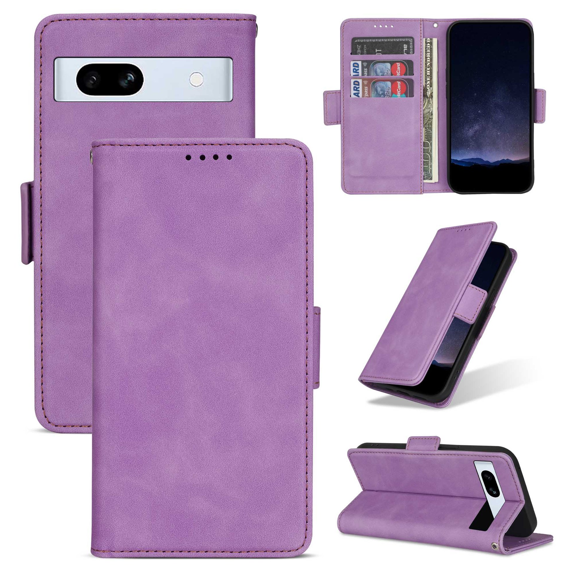 适用谷歌8Pro肤感侧扣磁吸手机壳Pixel6翻盖全包6A钱夹皮套7A防摔保护套Pixel 7复古纹皮壳