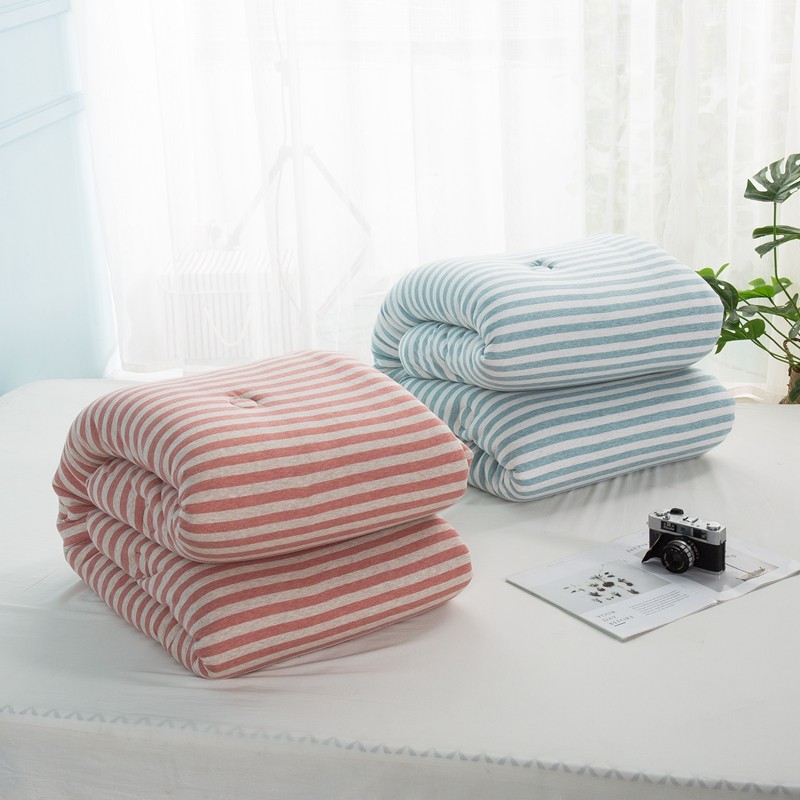 日式针织棉加厚保暖冬被全棉被子天竺棉被芯纯棉单双人春秋被柔软