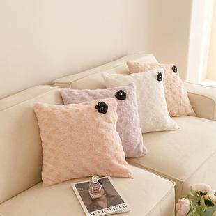 玫瑰花懒毛兔沙发抱枕飘窗靠垫45*45cm外贸好物床上靠枕