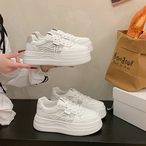 超火厚底鞋女2026夏新款时尚百搭休闲板鞋镂空增高网面透气运动鞋