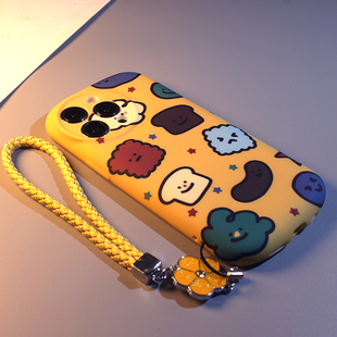 适用苹果15手机壳iPhone16promax新款13黄底饼干吐司表情包12趣味情侣11椭圆磨砂硅胶15pro全包防摔14软壳女