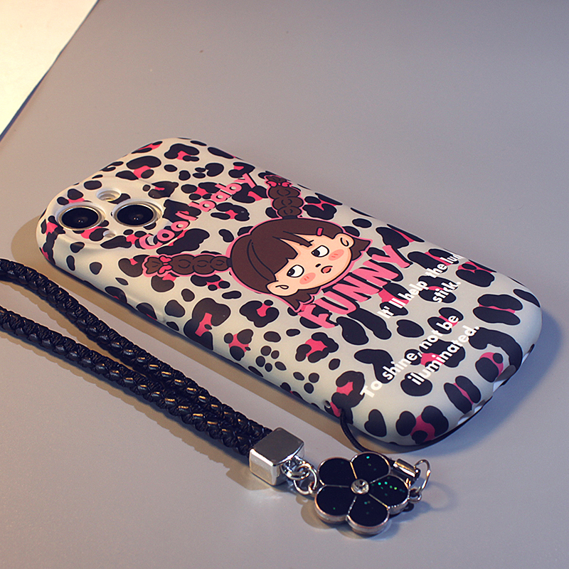 豹纹女孩适用于苹果软卡通手机壳
