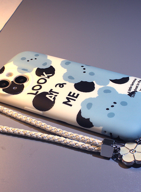 黑色波点蓝小熊适用苹果17手机壳iPhone15promax可爱新款13个性椭圆16磨砂软硅胶14女卡通14pro全包防摔15套