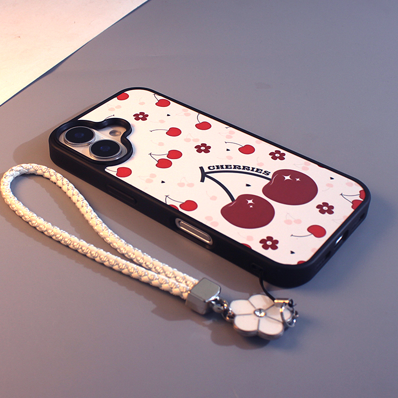 简约花朵樱桃适用苹果磨砂手机壳