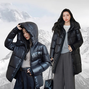 高奢黑金羽绒服男女连帽2025新款 户外3.0珍珠黑保暖加厚外套 冬季