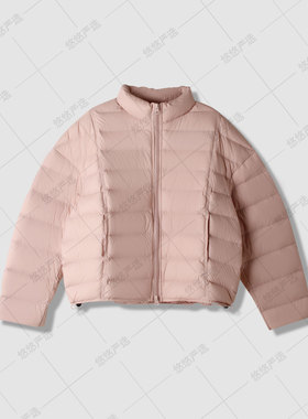 【悠悠粉丝专享】粉色立领排骨白鸭绒羽绒服 M38