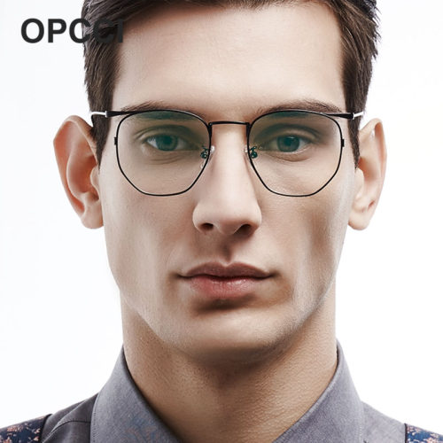 opcci不规则纯钛男潮全框眼镜框