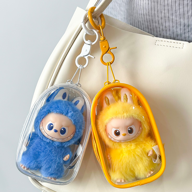 labubu4心底密码高透明加厚娃包拉布布太空舱防尘收纳外出保护套