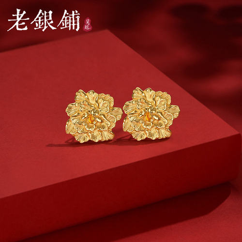 吴越老银铺S925银花朵耳环耳钉