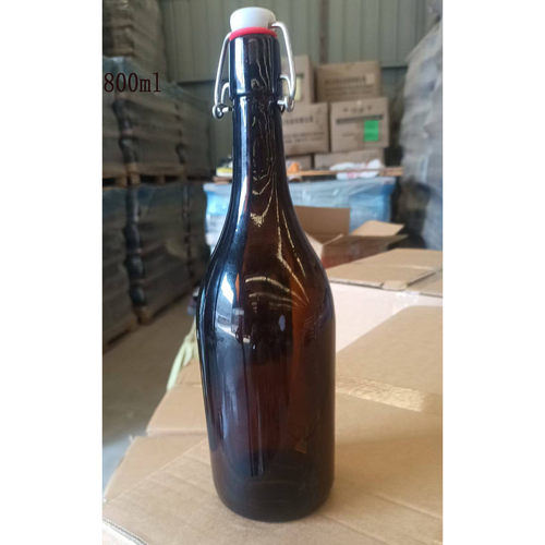 新款上市800ml乐扣棕色玻璃瓶啤酒玻璃瓶汽水饮料瓶红酒空瓶