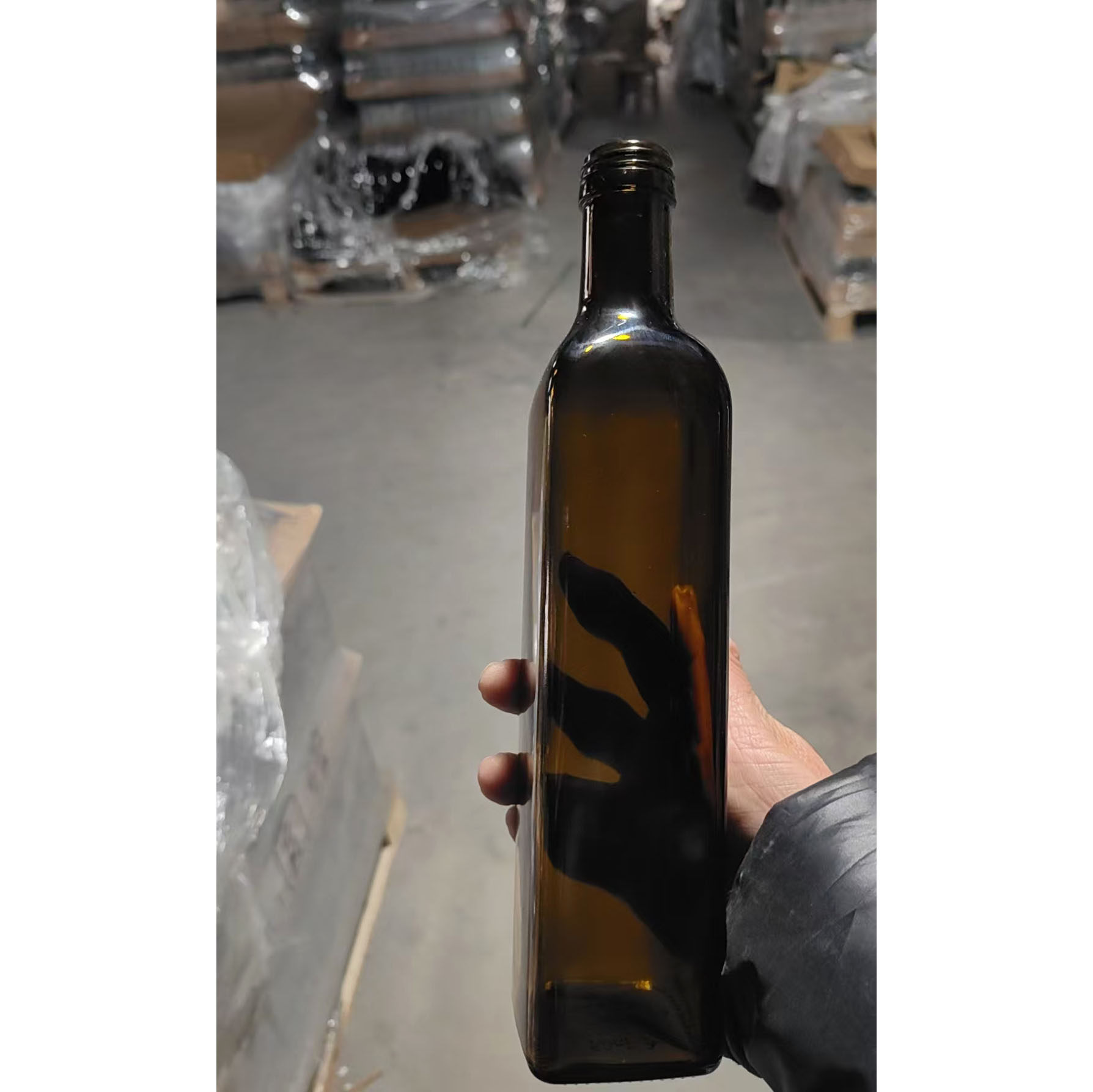 批发橄榄油瓶圆形1000ml方形墨绿玻璃麻油瓶500ml核桃油茶油瓶