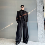 小众设计师韩版复古加厚短款休闲西装阔腿裤套装两色2525P265，商品下架区，电商C212