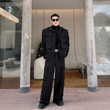 小众设计师重工多口袋木耳边美式复古工装套装两色2413P310，男装休闲套装，电商C212