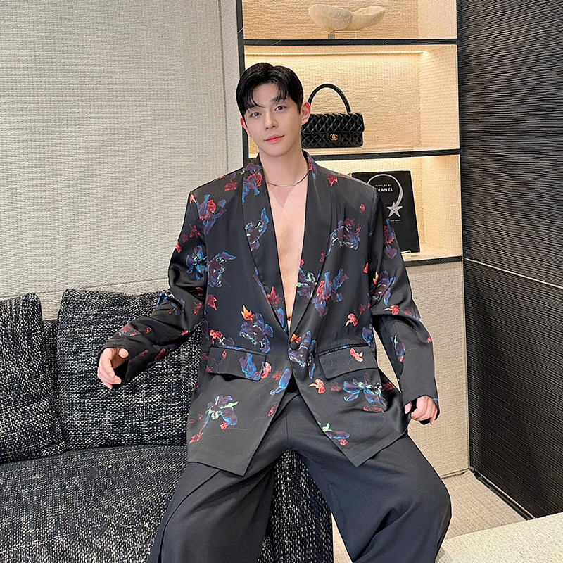 小众设计师法式复古油画花廓形西装外套W2456P110,男装西服套装,电商C212