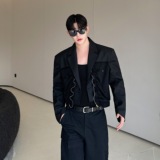 小众设计师双面料拼接短款西装夹克外套W2486P145，男装夹克，电商C212