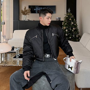 小众设计师机能加厚拉链工装抽绳短款棒球服棉衣外套2417 P145图片