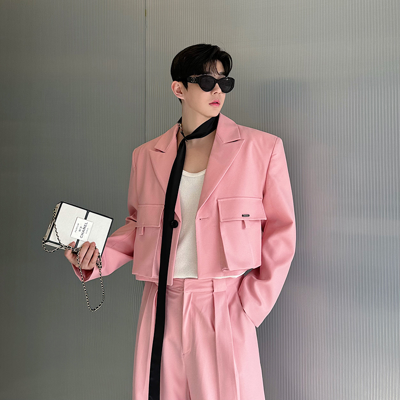 上衣短款西装轻熟春季免烫处理口袋韩版西装领长袖气质时尚休闲，男装西服套装，电商C212