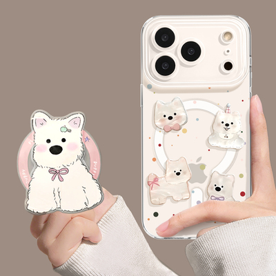 优思顿适用苹果17promax手机壳16pro秋冬max高级感13可爱西高地12新品14磁吸套带支架15防摔透明iphone17软壳