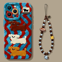 [Три зеленые таксы + подвесная цепочка] Мягкая силиконовая оболочка★Защита линз