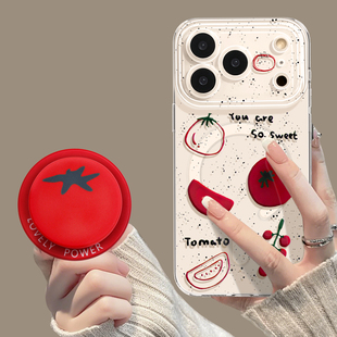 优思顿适用苹果17promax手机壳磁吸iphone17可爱17air超好看14泼墨西红柿13透明防摔15pro带支架17pro全包壳
