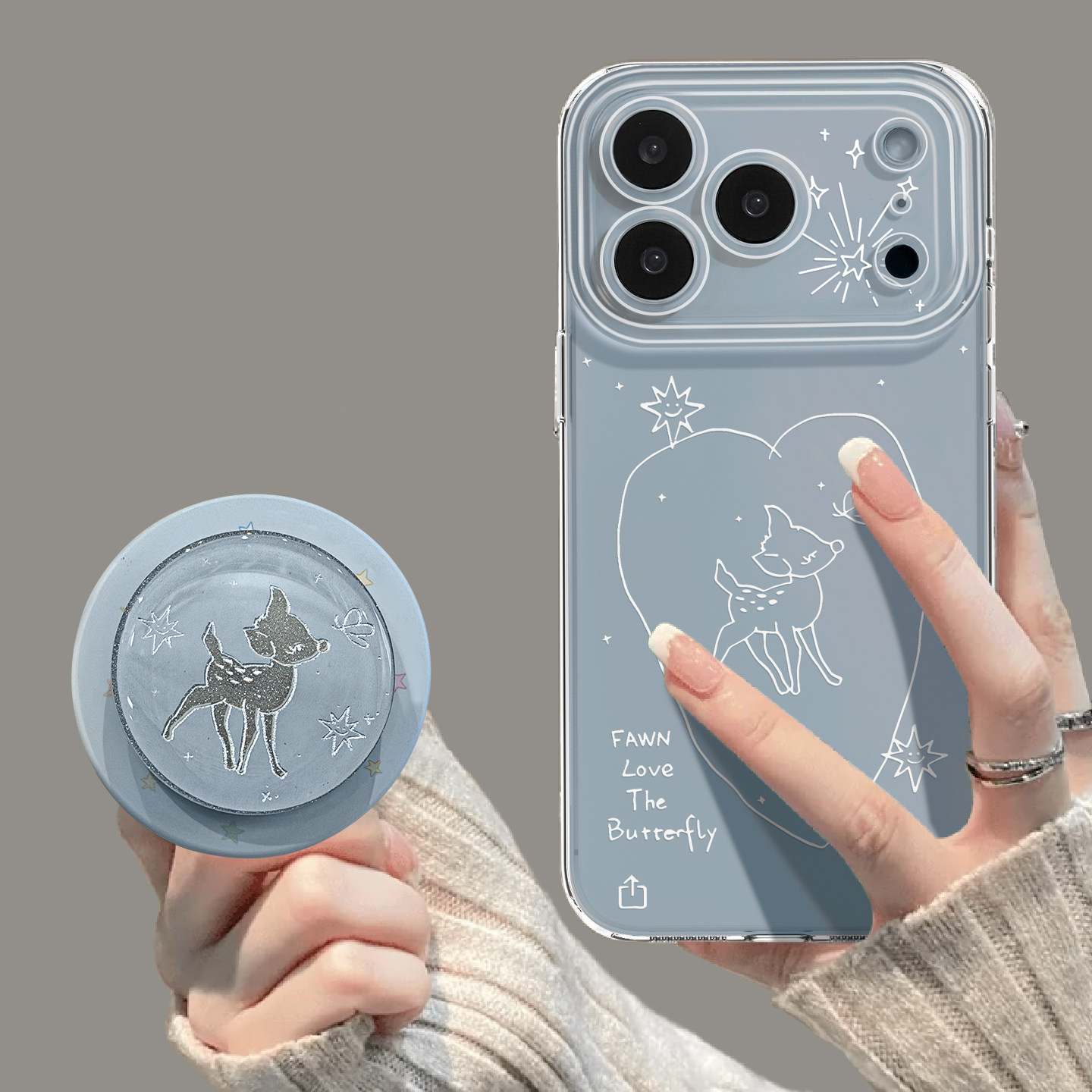 优思顿适用苹果17promax手机壳新款iphone17透明磁吸16promax全包13可爱小鹿15独特好看14带支架pro女max蓝色