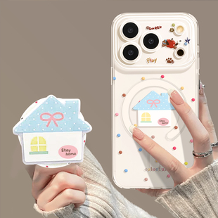 优思顿适用苹果17手机壳磁吸iphone17promax可爱17air透明14超好看max波点12新款13创意15保护16防摔17pro套