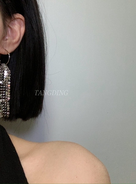 金属亮片流苏耳环小众轻奢个性夸张耳坠ins高级感冷淡风耳饰925银