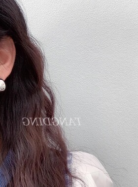 小众设计弧形耳钉ins金属冷淡高级感耳环水滴状港风个性耳饰925银