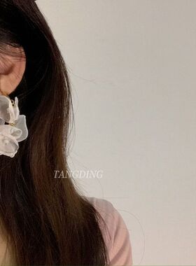 超仙白色花瓣耳圈夏甜美夸张气质