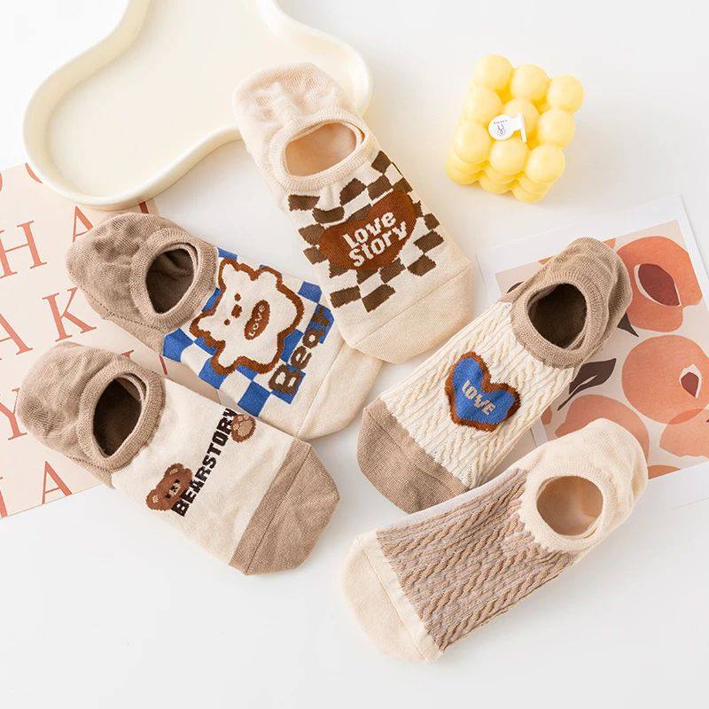【不掉跟的船袜】卡通饼干熊女士韩版卡通百搭隐形船袜薄款爱心in,女士内衣/男士内衣/家居服,船袜,淘宝优惠券,粉丝福利购,淘宝优惠卷