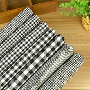 子布料 面料TR氨纶混纺 微弹力裤 松紧服装 黑白格子千鸟格加厚 包邮