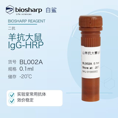 白鲨 Biosharp BL002A  羊抗大鼠IgG-HRP 0.1ml  二抗